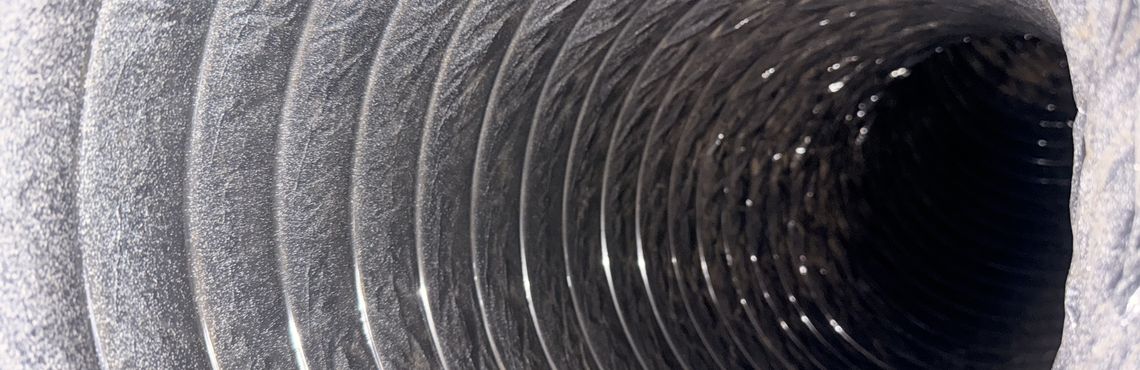 Inside of the same supply duct, clean metal after cleaning